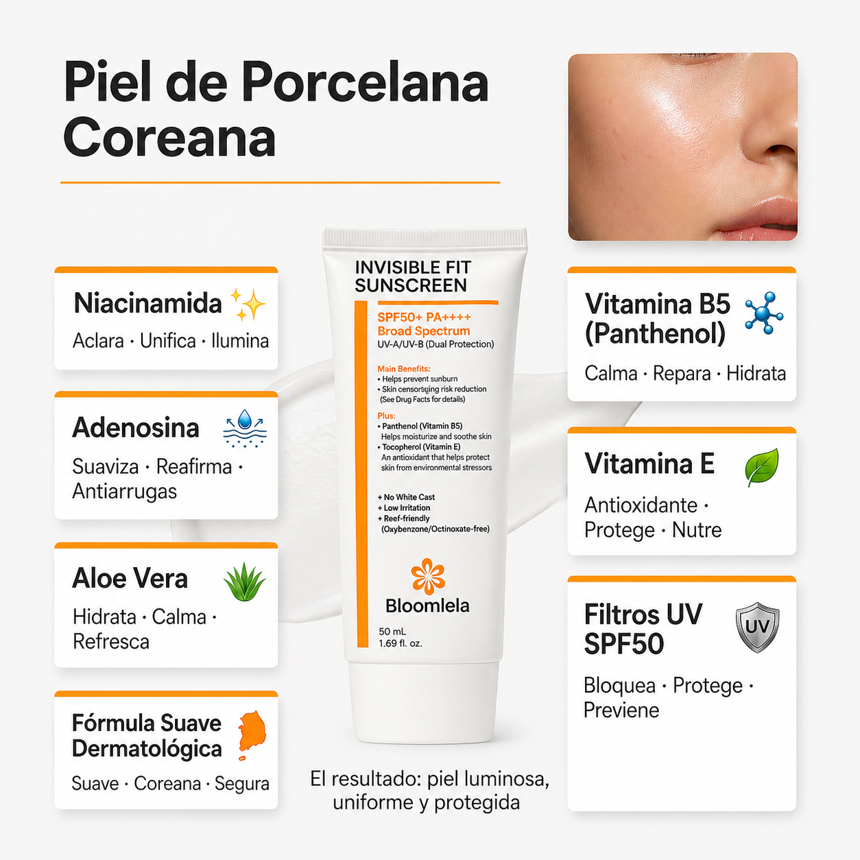 Bloqueador Glow Coreano SPF50